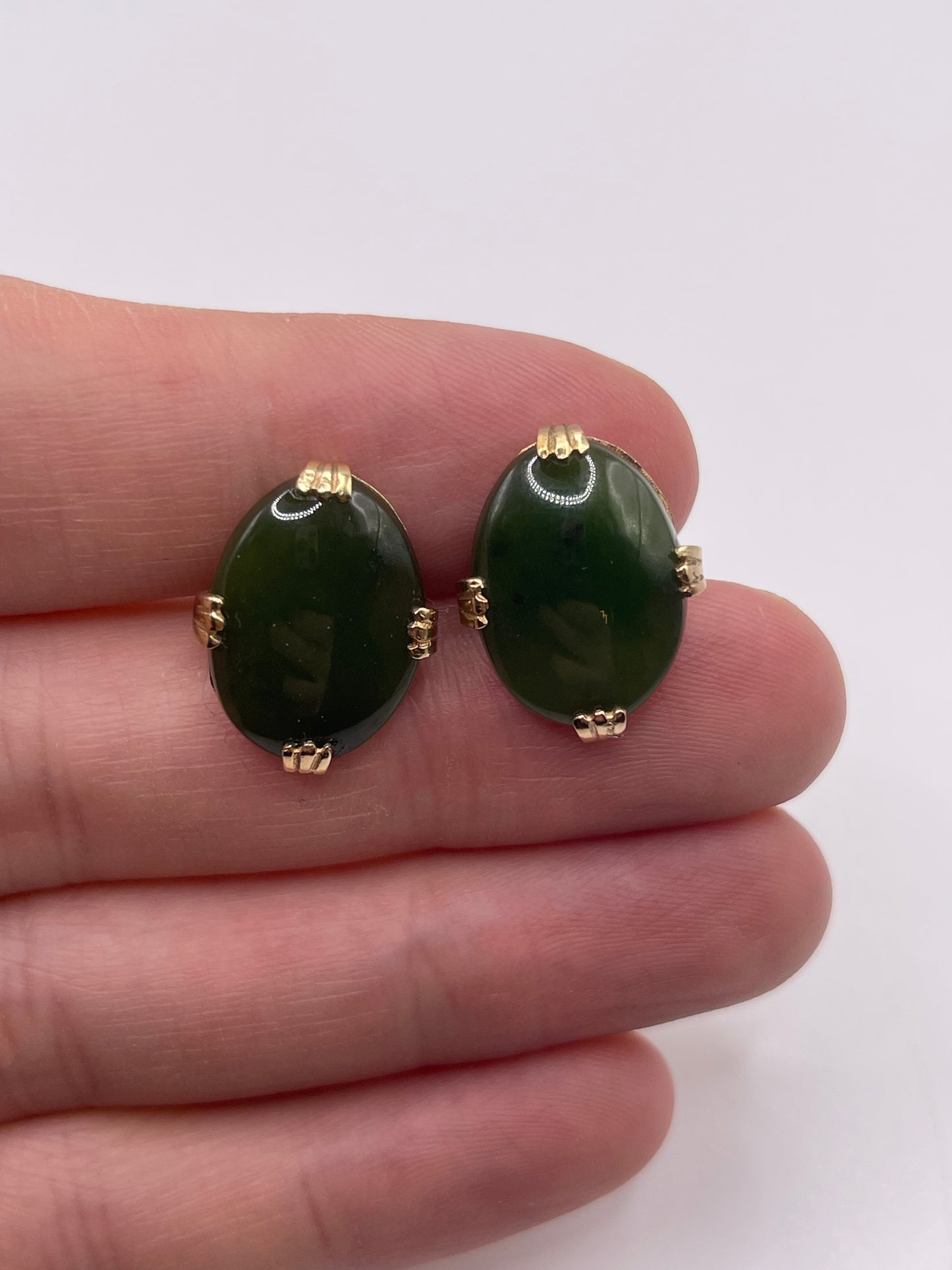 9ct gold jade earrings