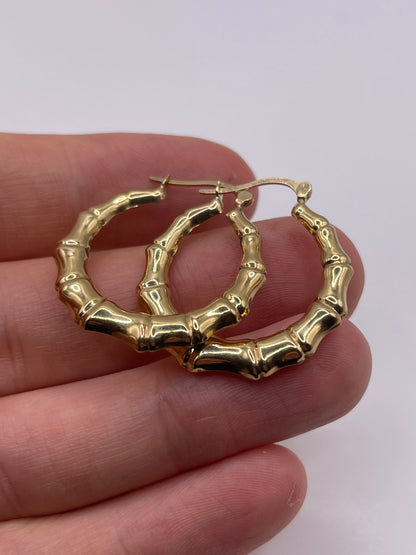 9ct gold bamboo creole earrings