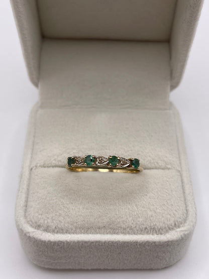 9ct gold emerald and diamond ring