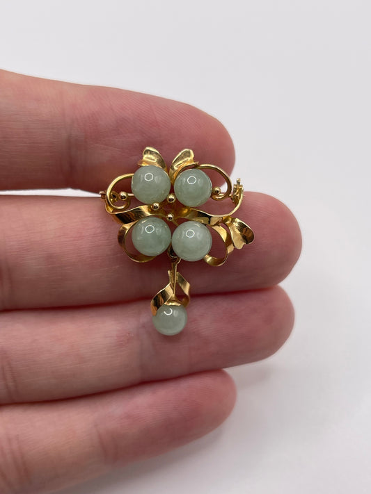 14ct gold jade brooch