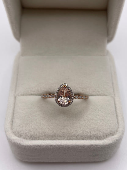 9ct rose gold morganite and diamond ring