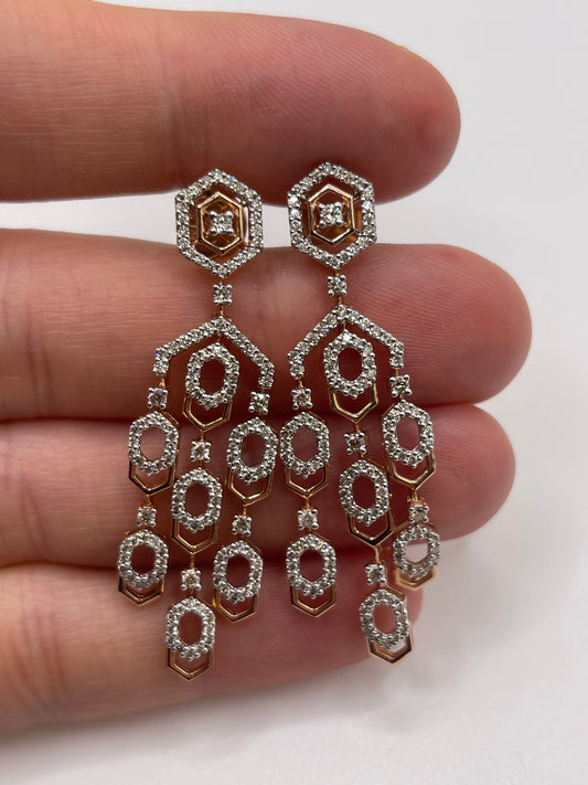 14ct rose gold 1.49ct diamond earrings