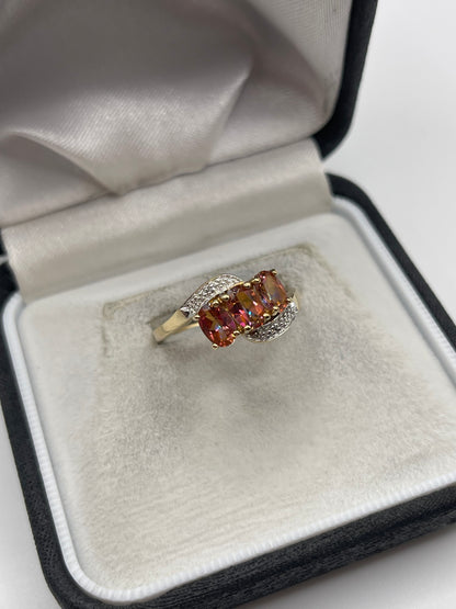 9ct gold topaz and diamond ring