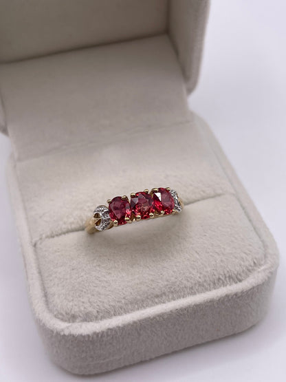 9ct gold spinel and diamond ring