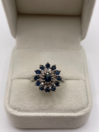 9ct white gold sapphire and diamond ring