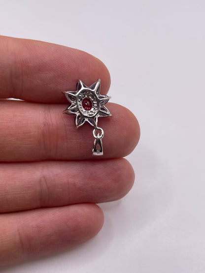 9ct white gold spinel and sapphire pendant