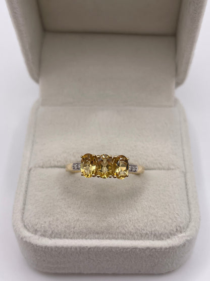 9ct gold citrine and diamond ring
