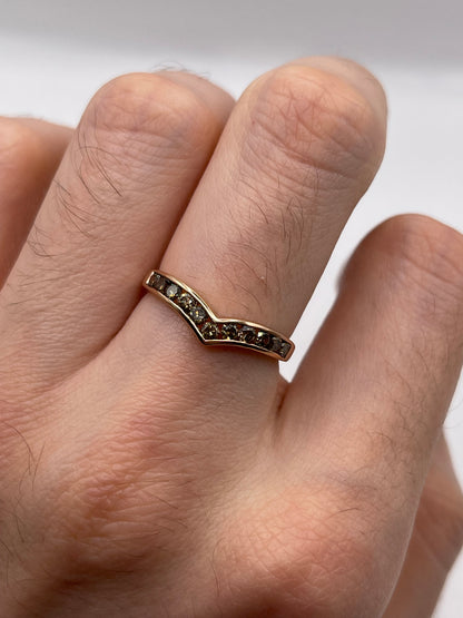 9ct rose gold cognac diamond wishbone ring