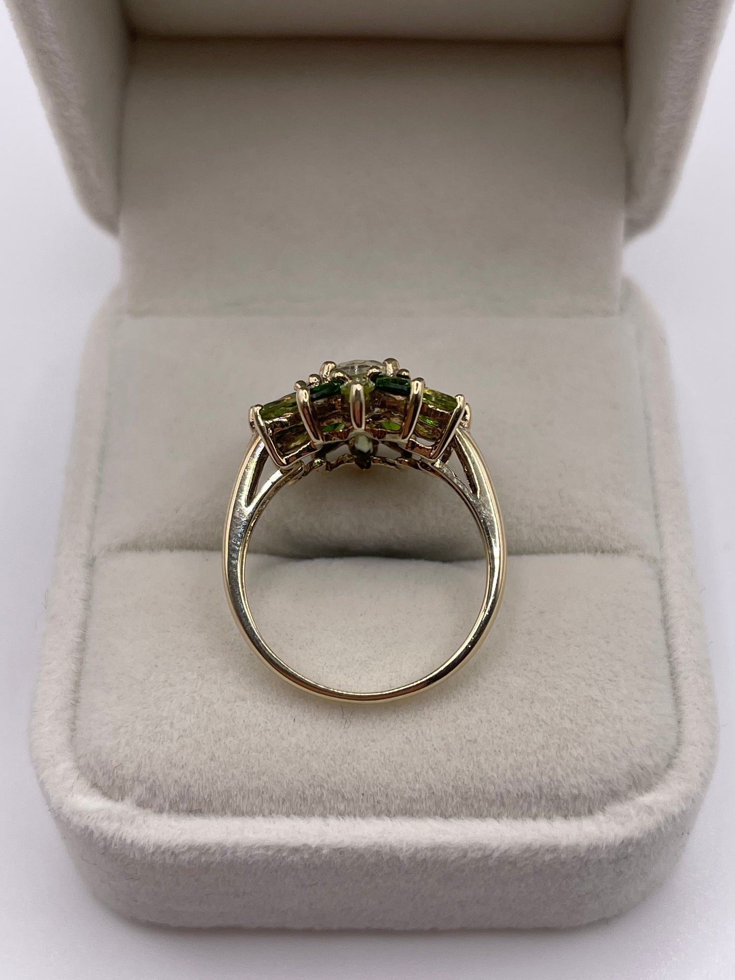9ct gold multi gemstone cluster ring