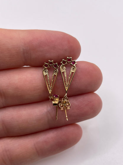 9ct gold ruby and diamond earrings