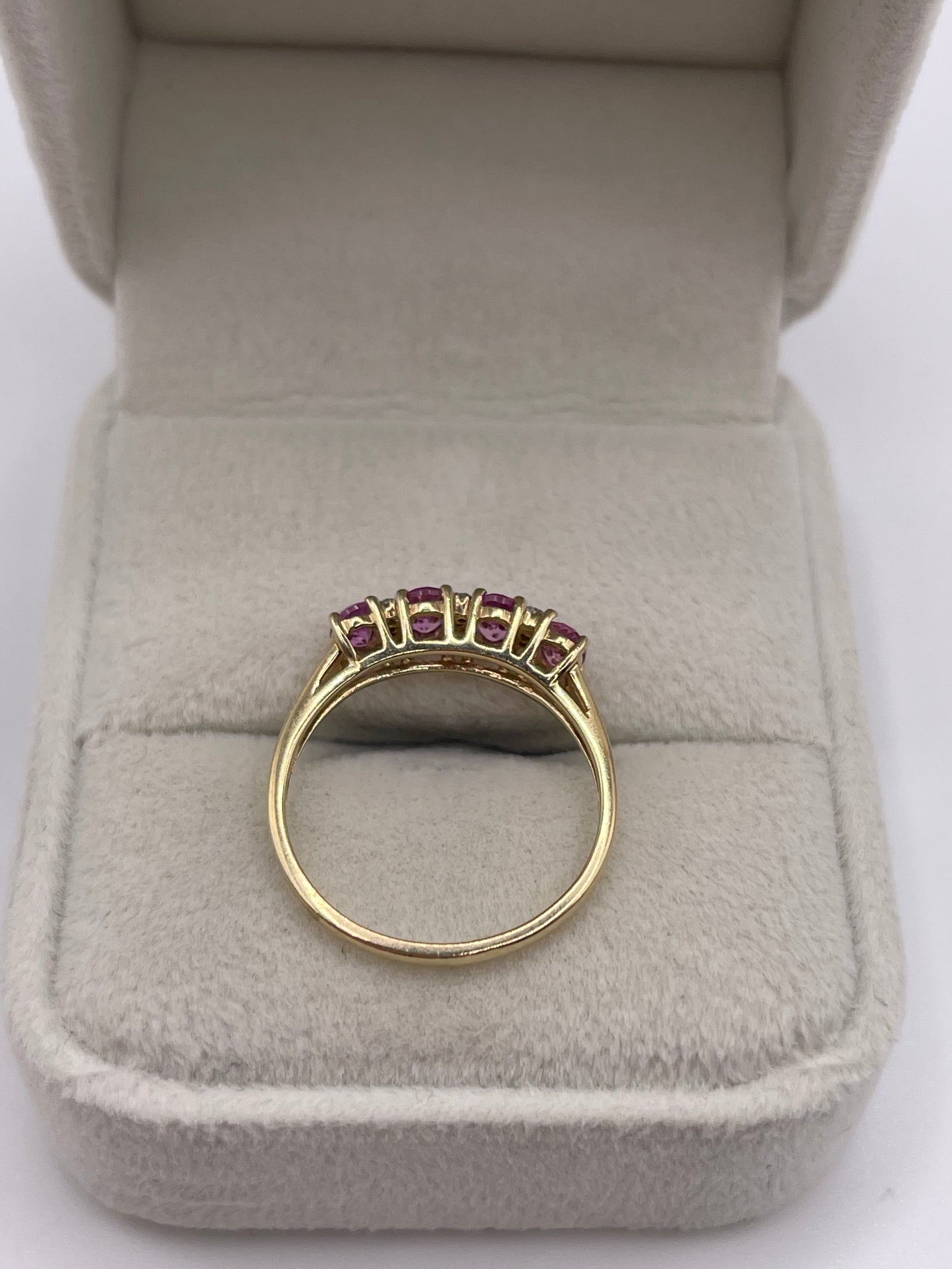9ct gold pink sapphire and diamond ring