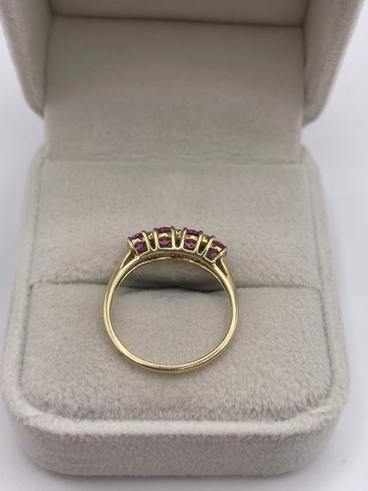 9ct gold pink sapphire and diamond ring