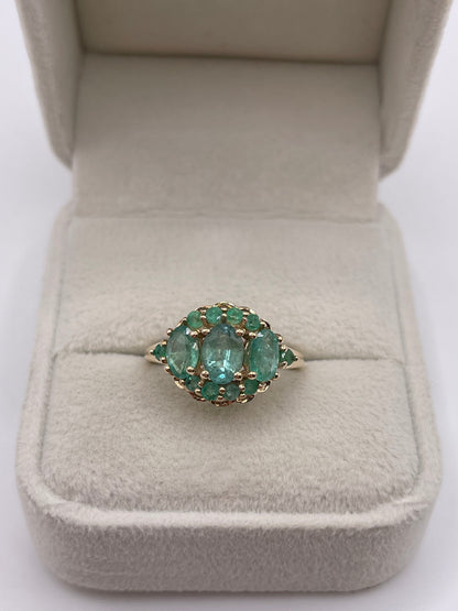 9ct gold emerald cluster ring