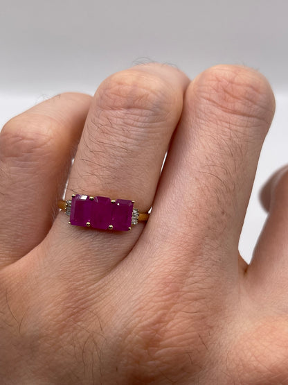 9ct gold ruby and diamond ring