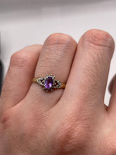 Load image into Gallery viewer, 9ct gold amethyst and diamond ring
