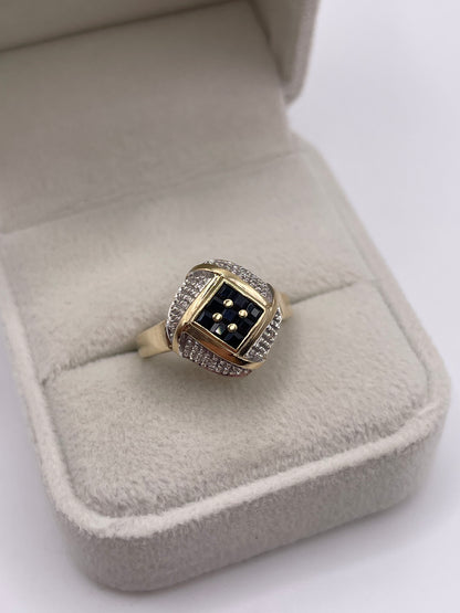 9ct gold sapphire and diamond ring