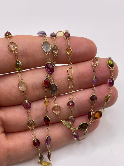 14ct gold multi gemstone necklace