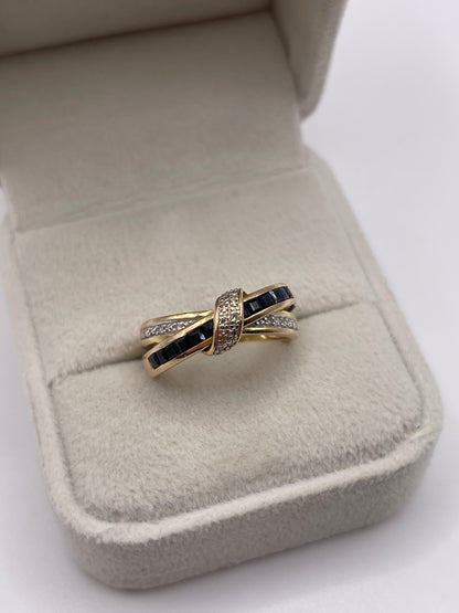 9ct gold sapphire and diamond ring