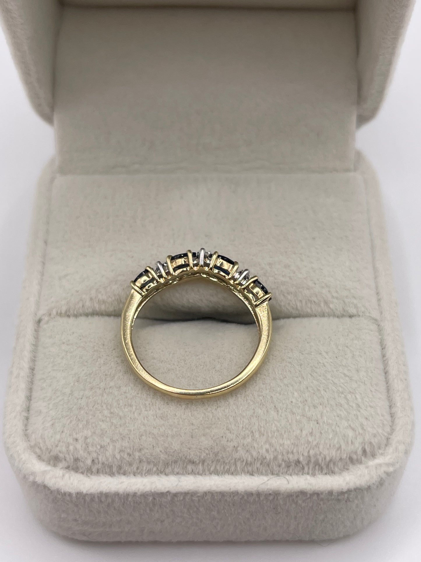 9ct gold sapphire and diamond wishbone ring