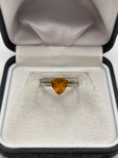 9ct gold fire opal and zircon ring