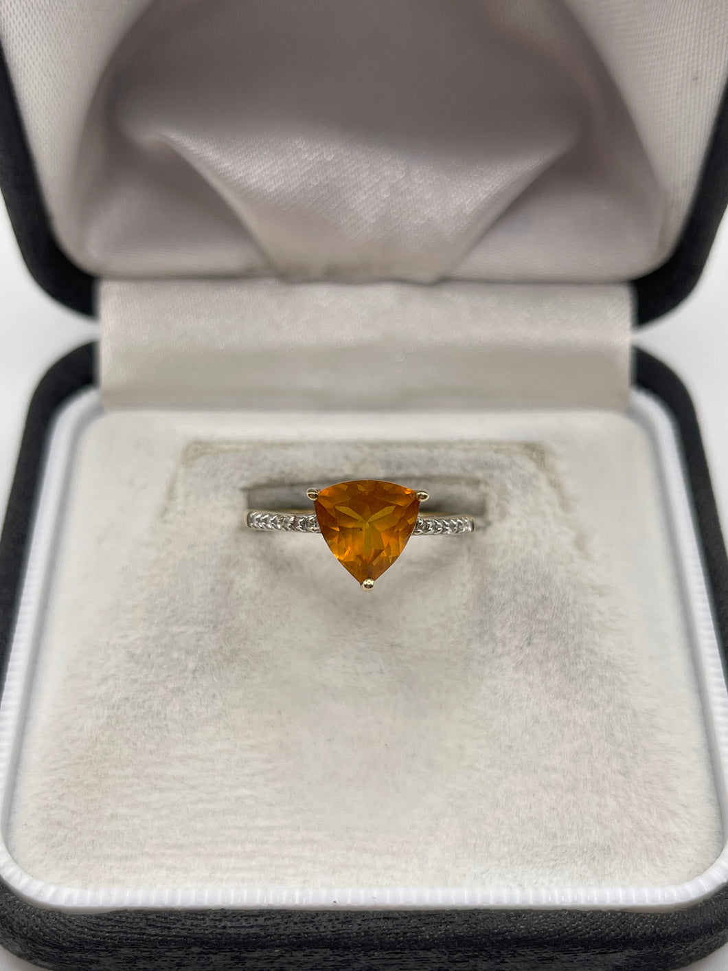 9ct gold fire opal and zircon ring