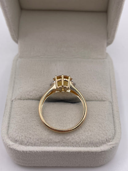 9ct gold citrine and diamond ring