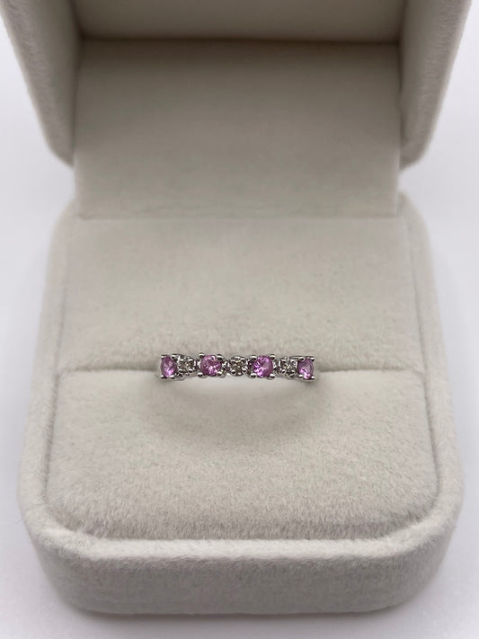9ct white gold pink sapphire and diamond ring