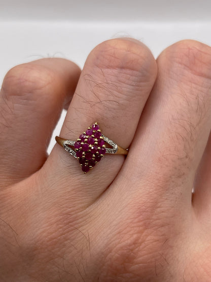 9ct gold ruby and diamond ring