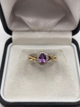 Load image into Gallery viewer, 9ct gold amethyst and diamond ring

