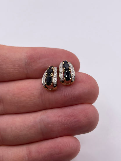 9ct gold sapphire and diamond earrings