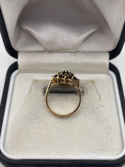 9ct gold sapphire cluster ring