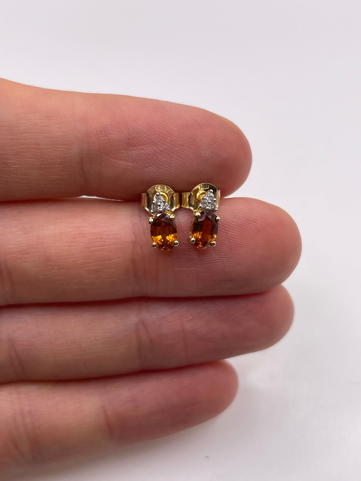 9ct gold citrine and zircon earrings