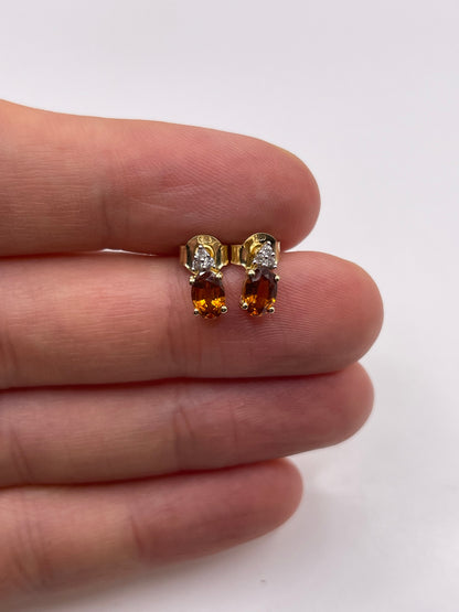 9ct gold citrine and zircon earrings