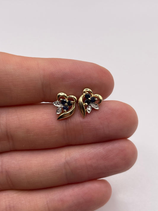 9ct gold sapphire and diamond earrings