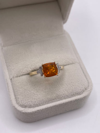 9ct gold fire opal and diamond ring