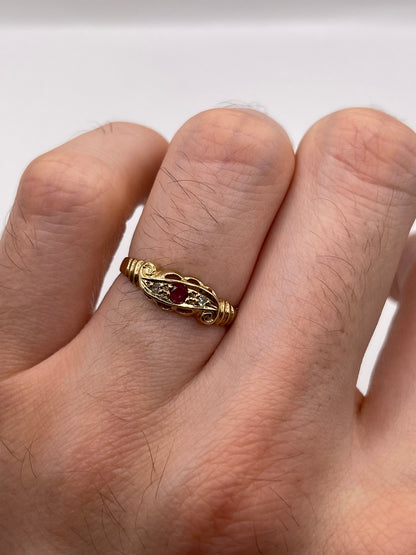 9ct gold ruby and diamond ring