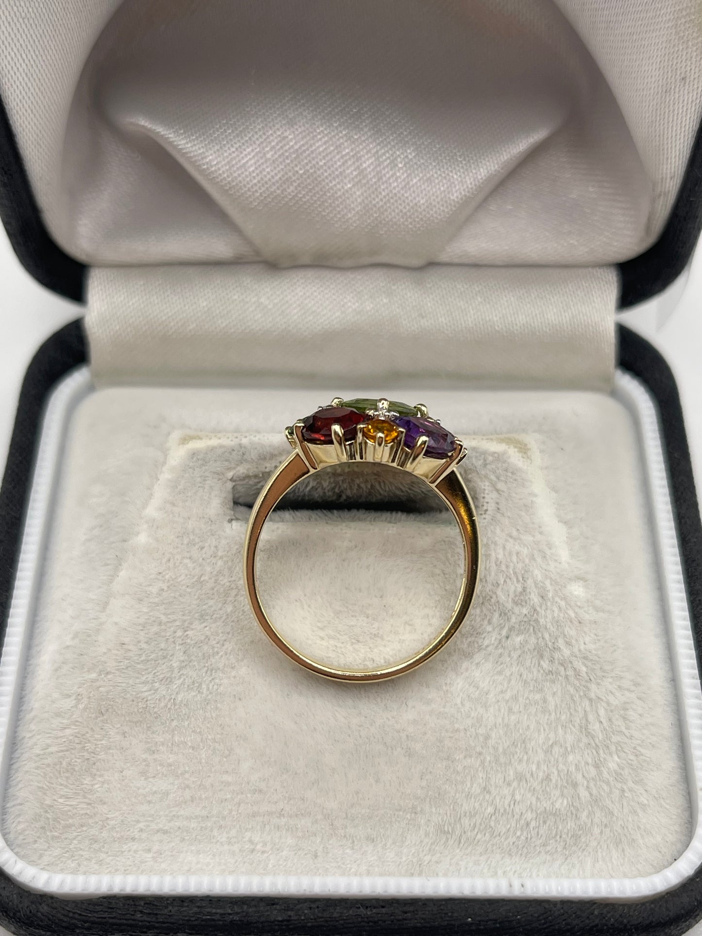 9ct gold multi gemstone and diamond ring