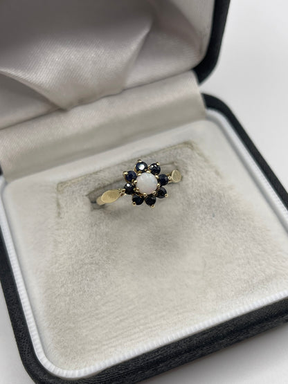9ct gold opal and sapphire ring