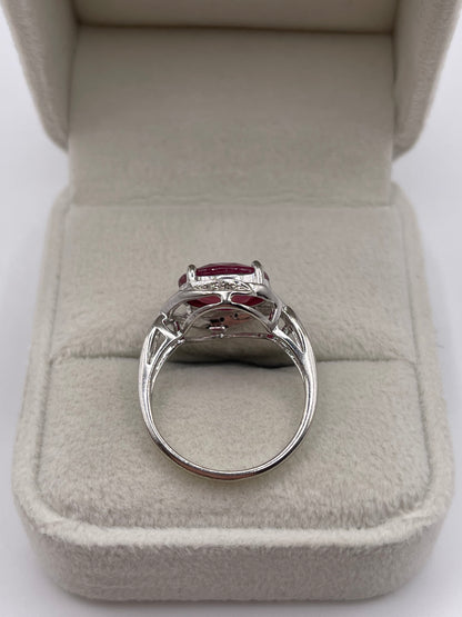 9ct white gold ruby and diamond ring