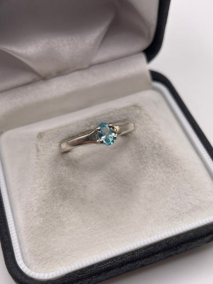 Silver blue zircon ring