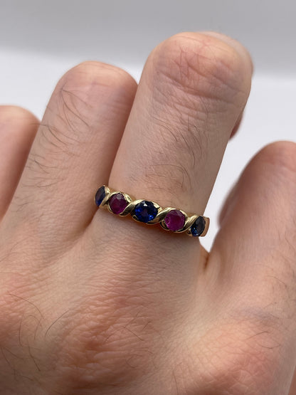 9ct gold ruby and sapphire ring