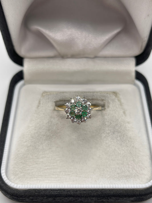 9ct gold emerald and cz ring