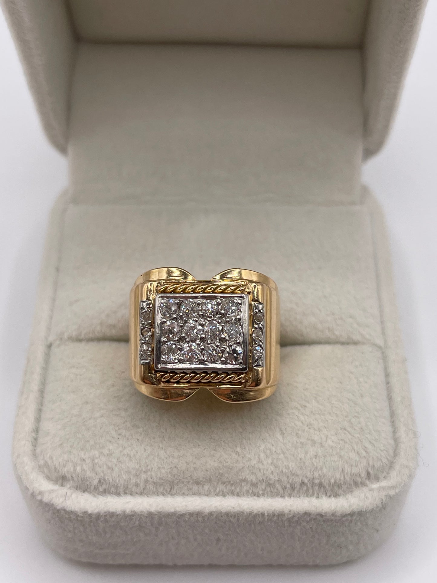 18ct gold diamond tank ring