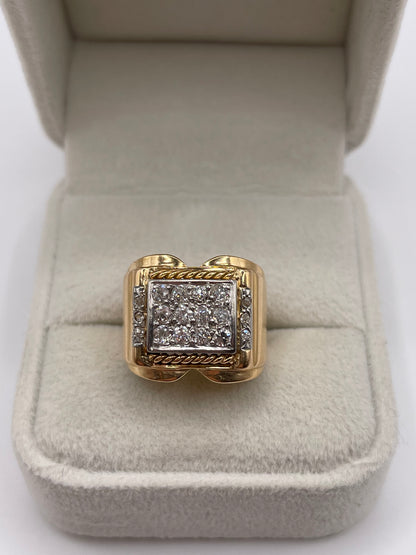 18ct gold diamond tank ring