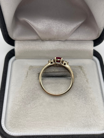 9ct gold ruby and diamond ring