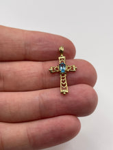 Load image into Gallery viewer, 9ct gold topaz cross pendant
