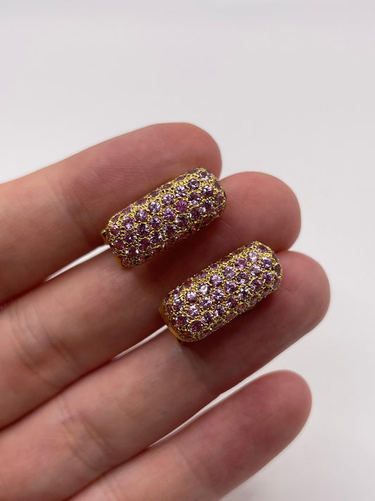 14ct gold pink sapphire earrings