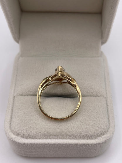 9ct gold green amethyst and diamond ring