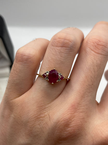 9ct gold ruby and diamond ring