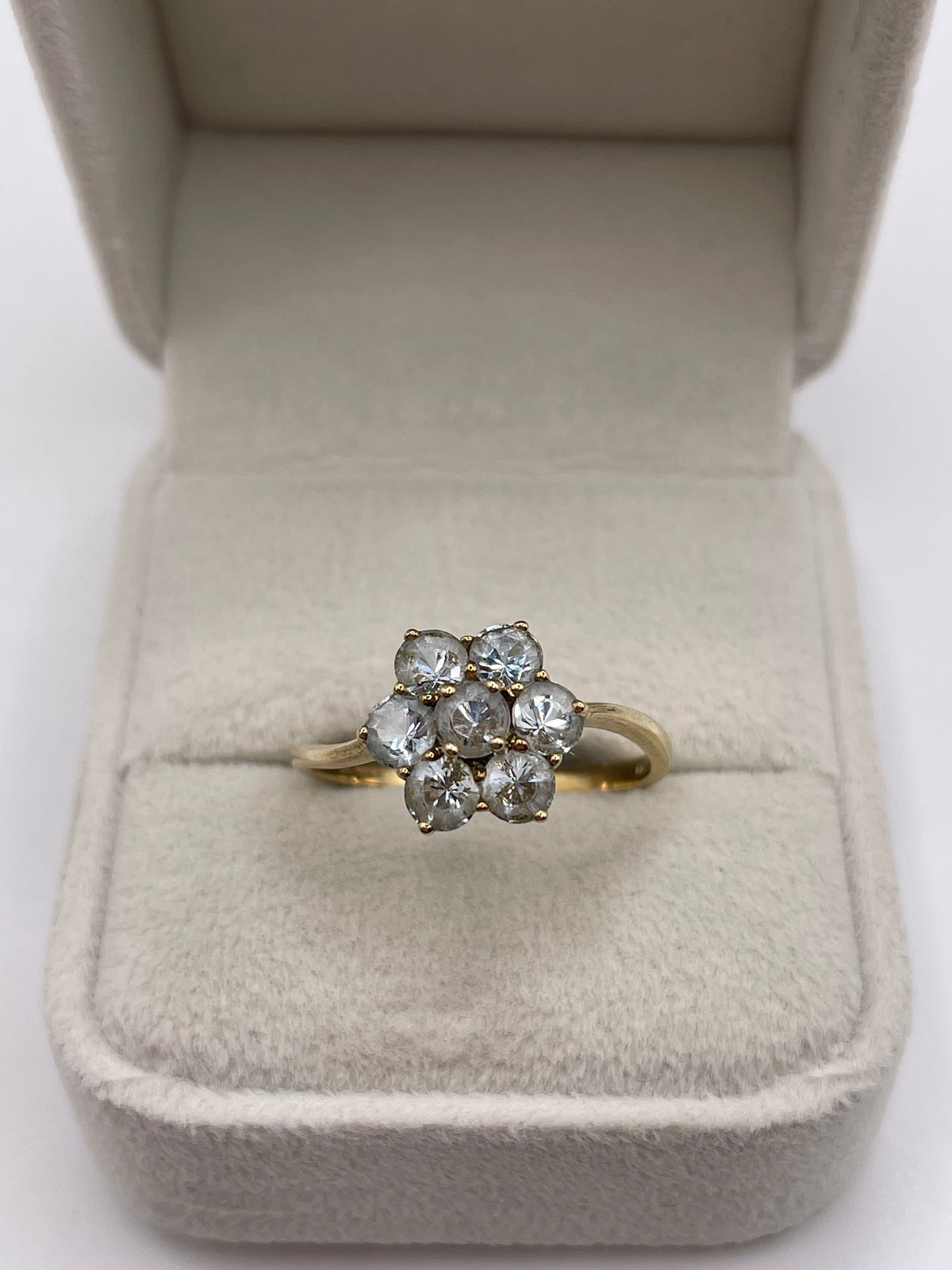9ct gold aquamarine cluster ring